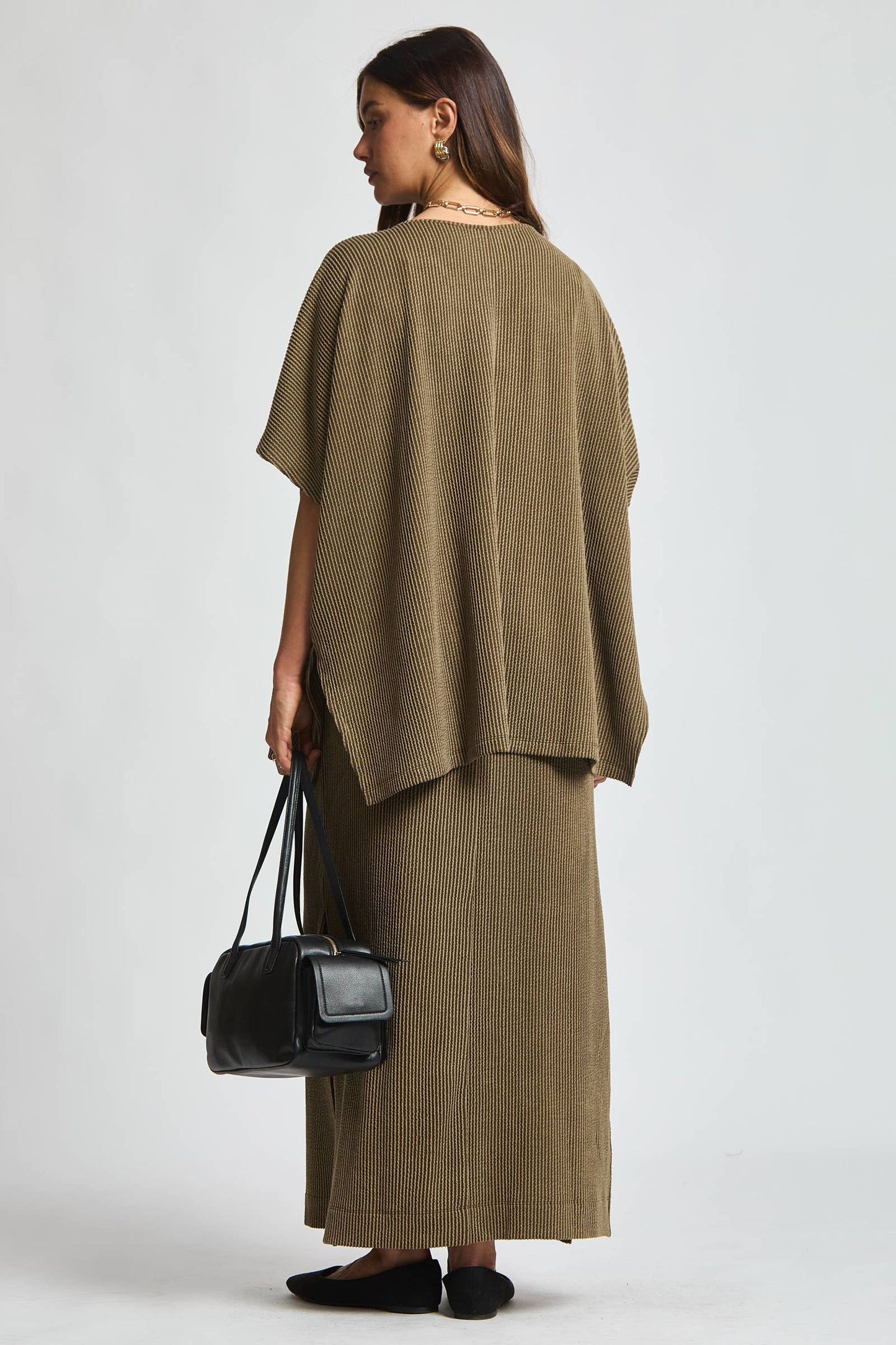 Flowy Poncho Style Top + Maxi Dress 2 Piece Set