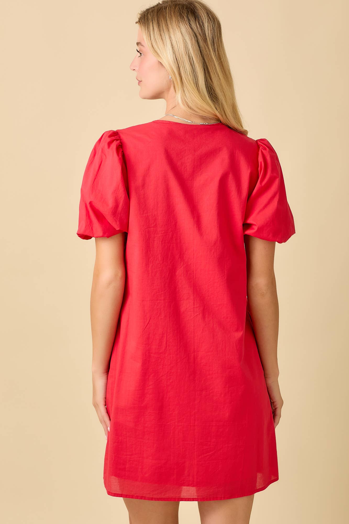Pin Tuck Detail Bubble Sleeve Summer Mini Dress