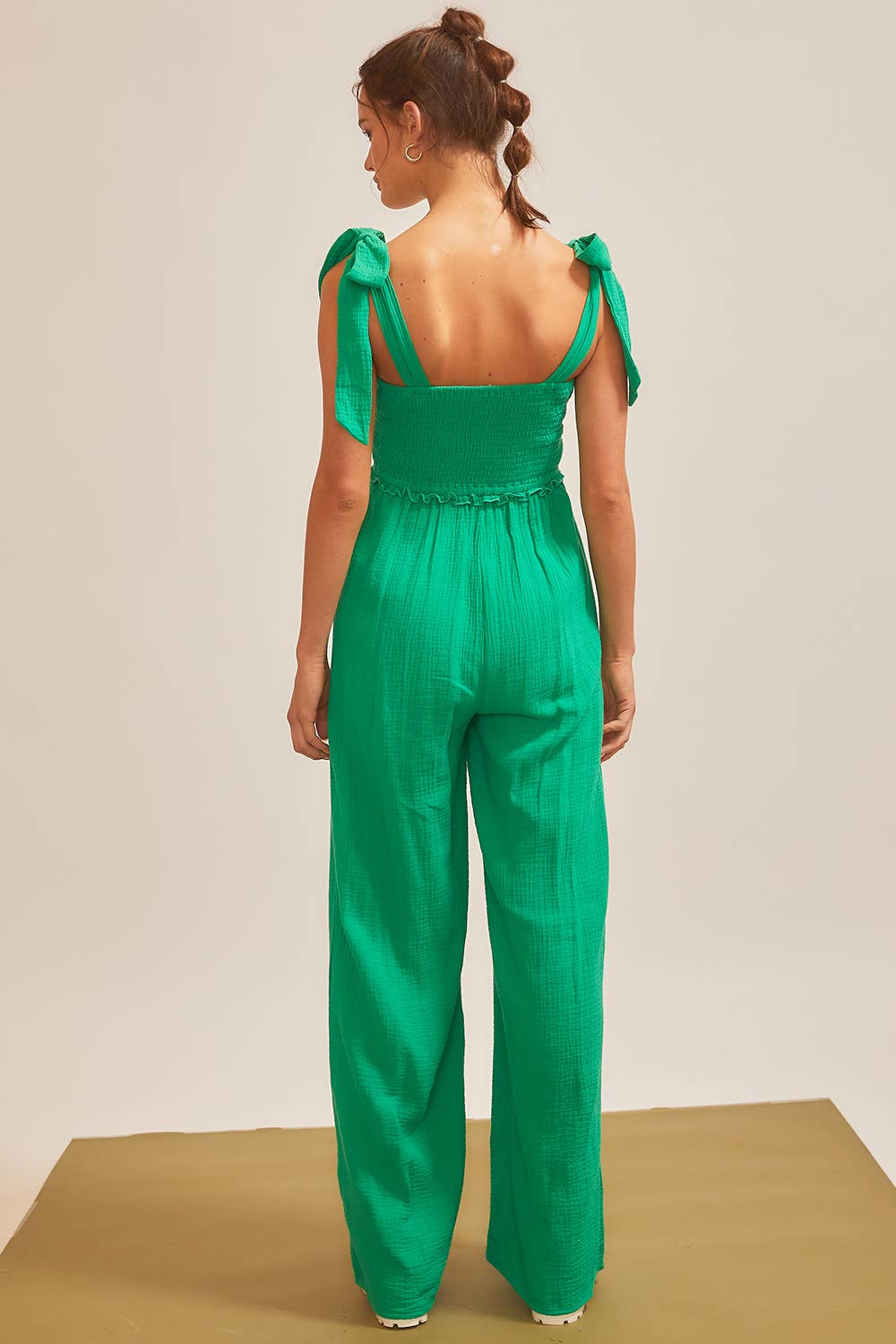 Shoulder Tie Strap Front Tie Knot Jumpsuit