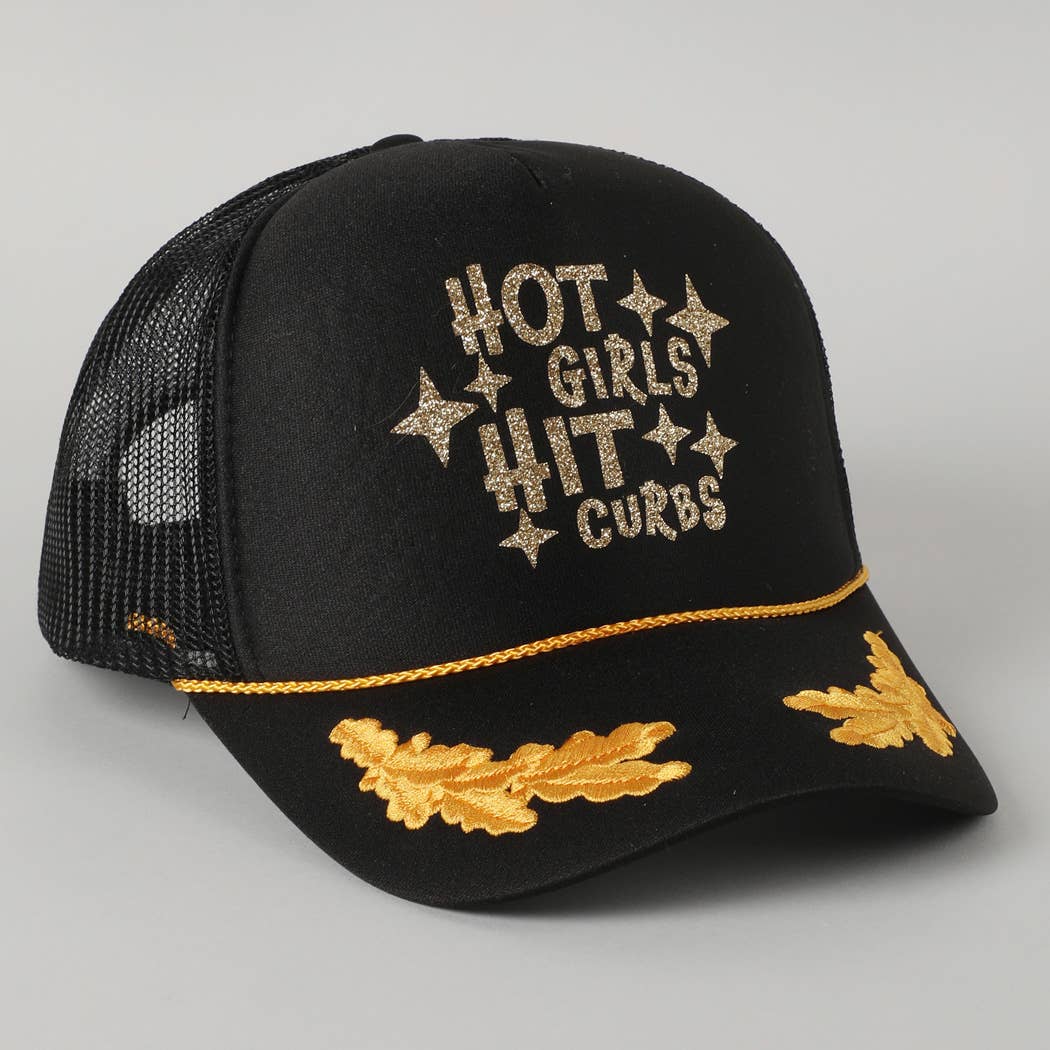 Hot Girls Hit Curbs Glitter Logo Foam Trucker Hat