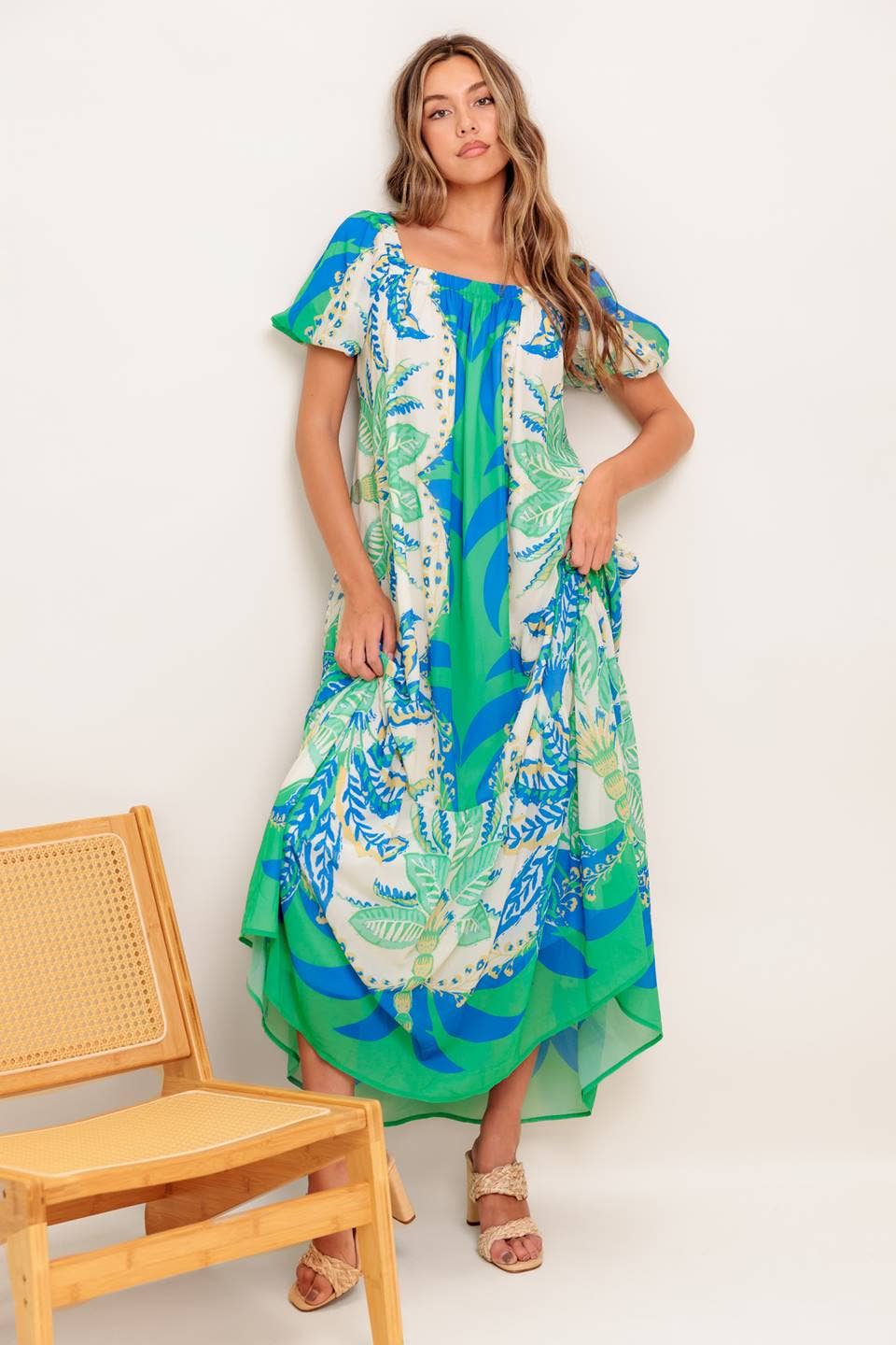 A printed woven maxi dress - ID22479