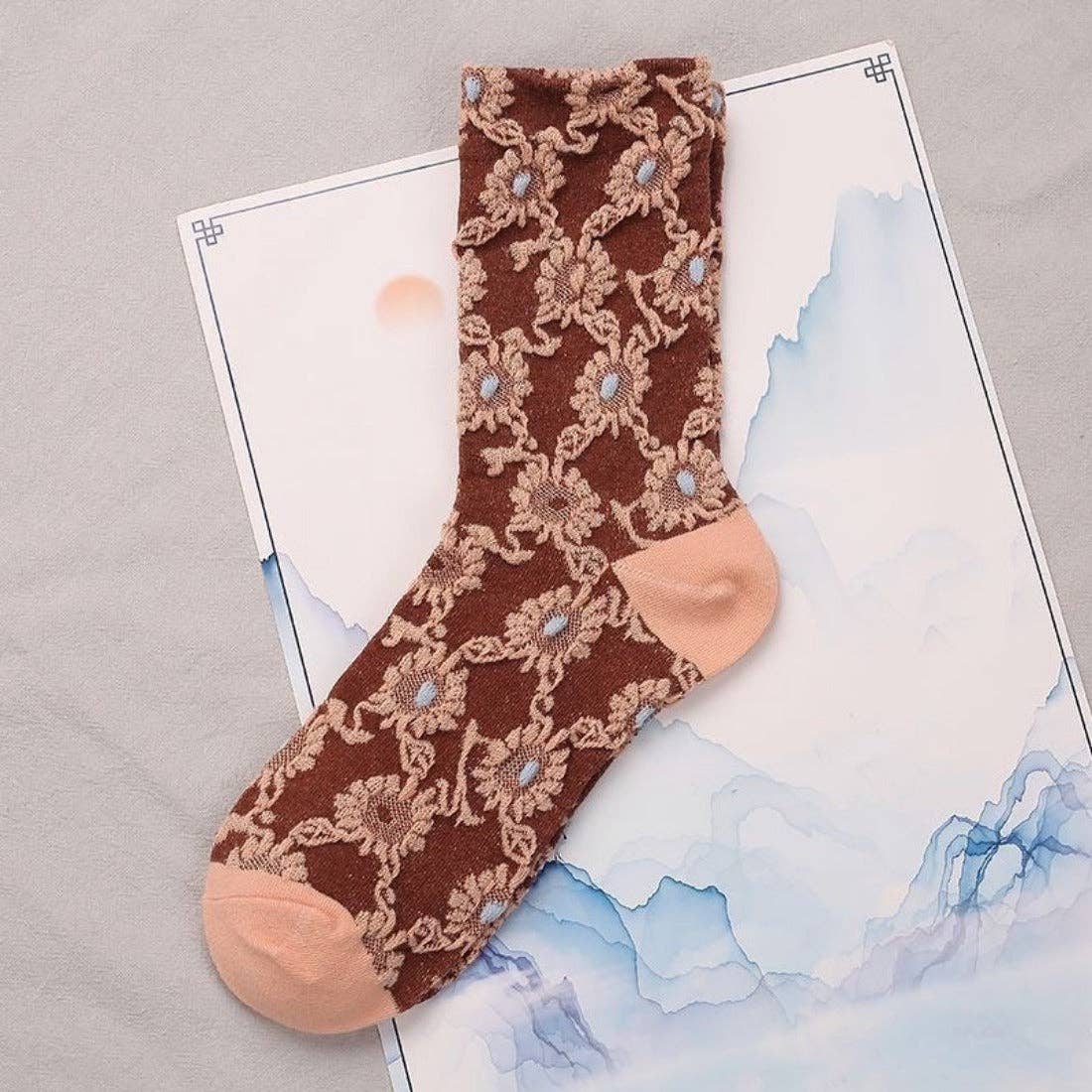 Rufia - Orange Embossed Women's Socks