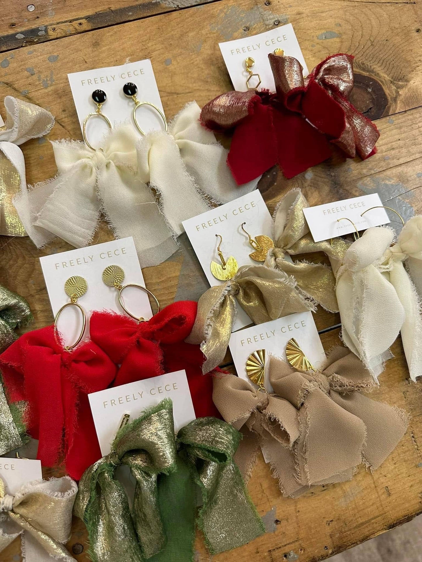 Hand Tied Ribbon Bow Earrings