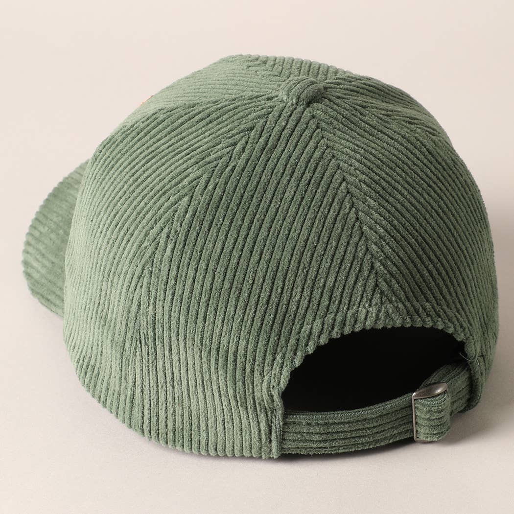 Football Game Day Chenille Patch Corduroy Cap