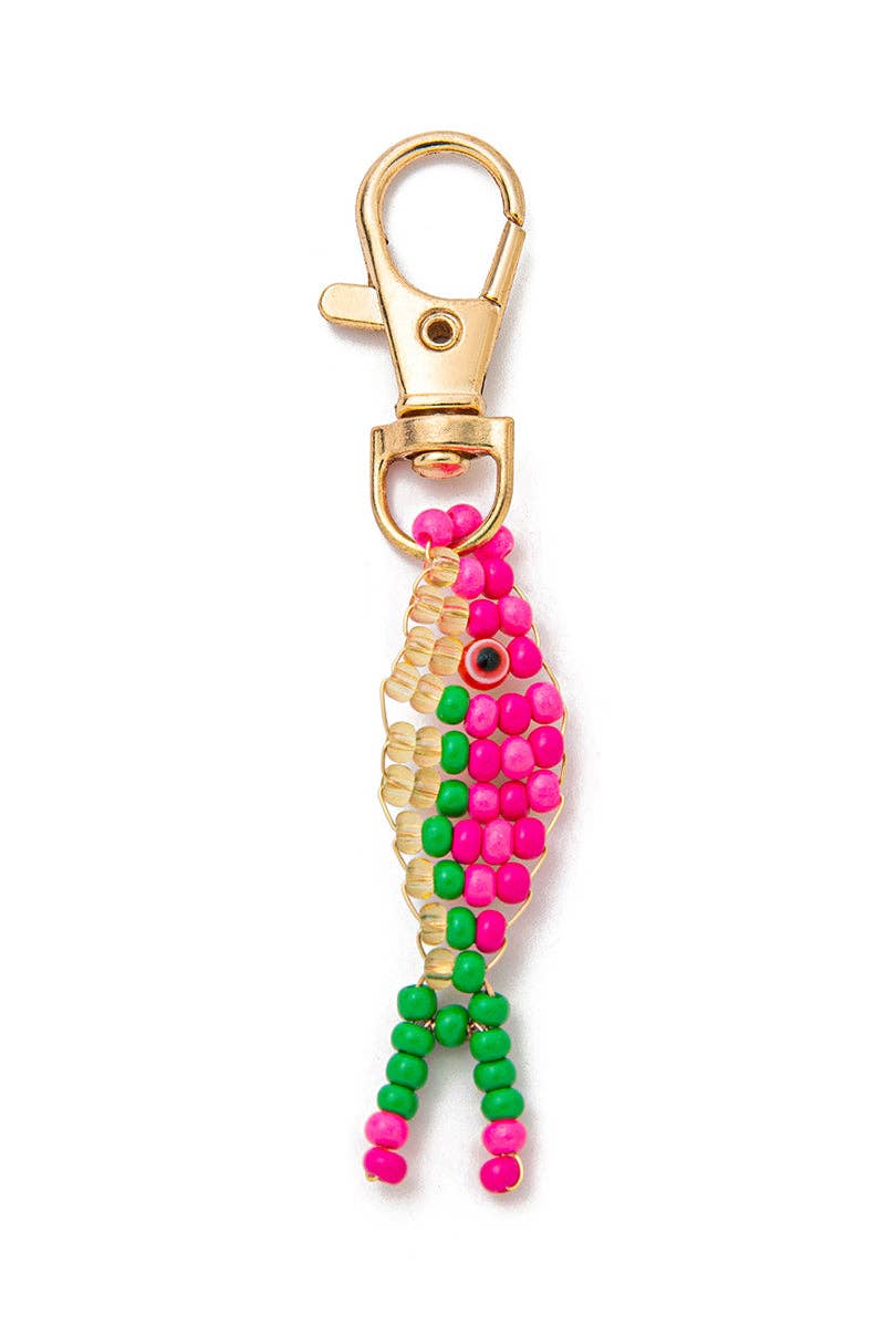 Beaded Charm Keychain with Clasp