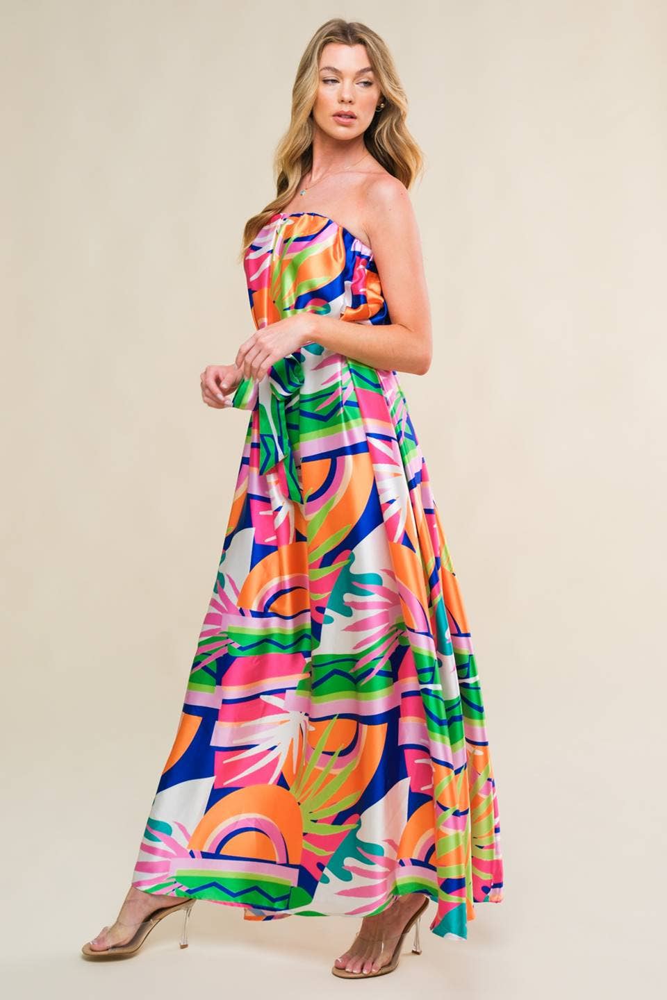 A printed woven midi dress - ID21238