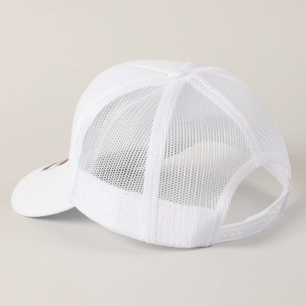 Checkered Ribbon Embroidery Patch Mesh Back Cap