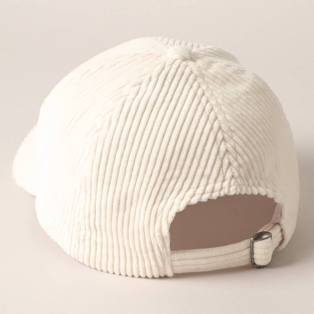 Football Game Day Chenille Patch Corduroy Cap