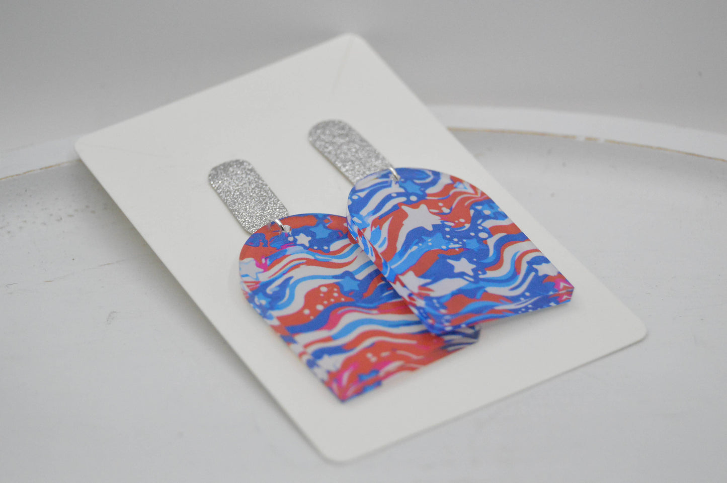 July 4th Earrings, Acrylic Earrings, Fourth of July