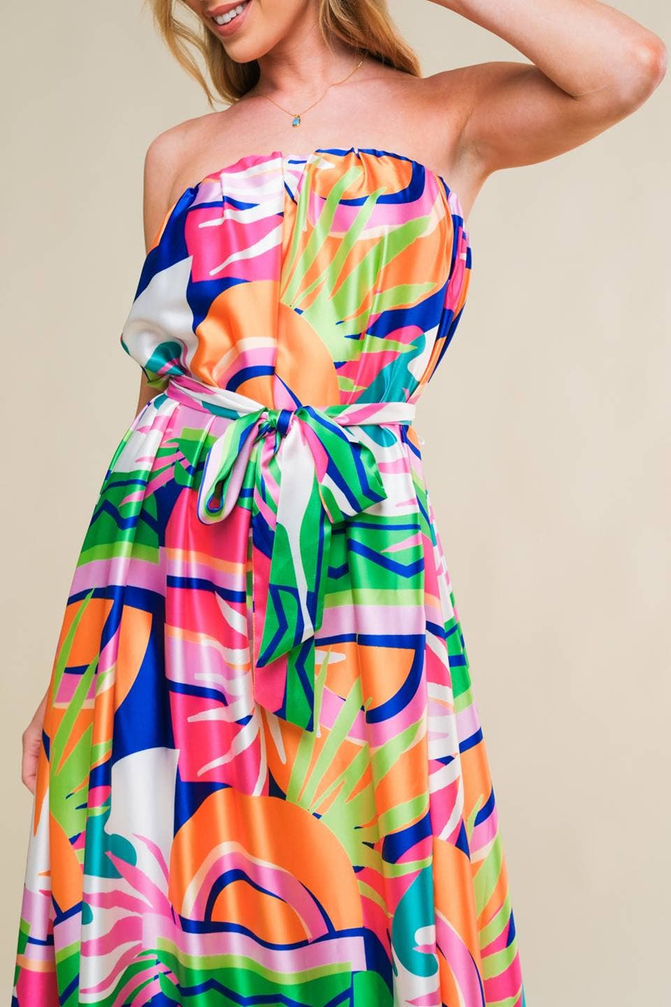 A printed woven midi dress - ID21238