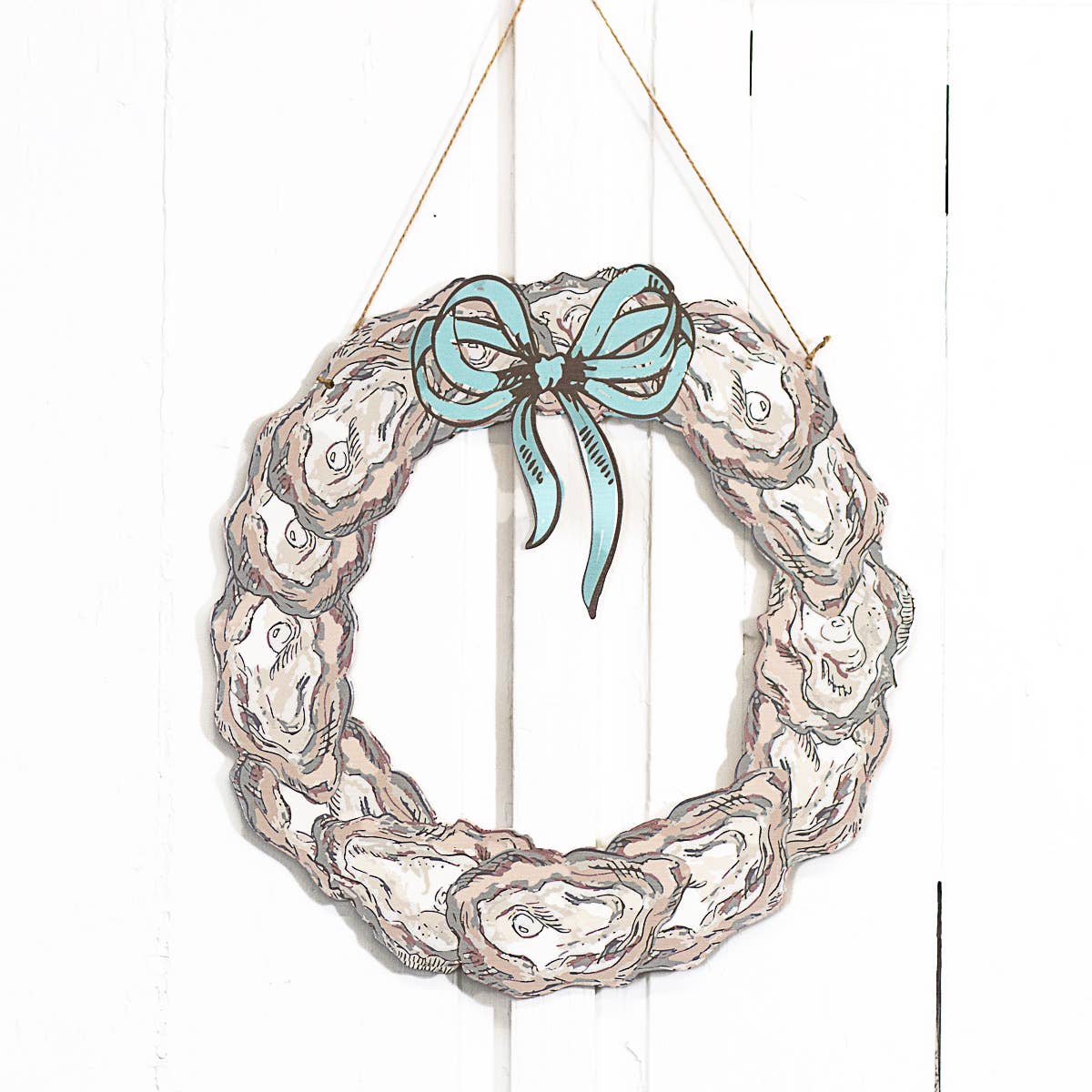 Oyster Wreath Door Hanger Gray/Cream/Light Blue 19.25x19.75