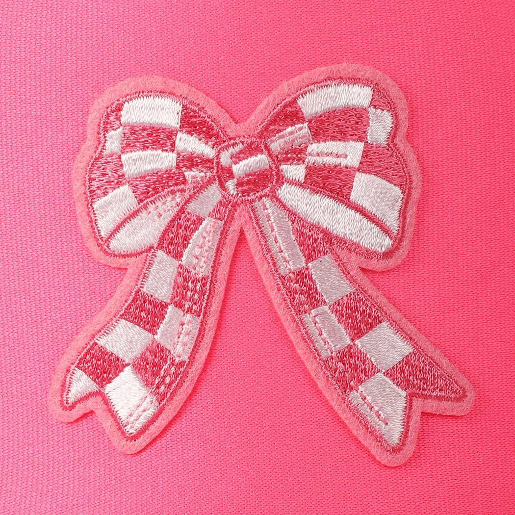 Checkered Ribbon Embroidery Patch Mesh Back Cap