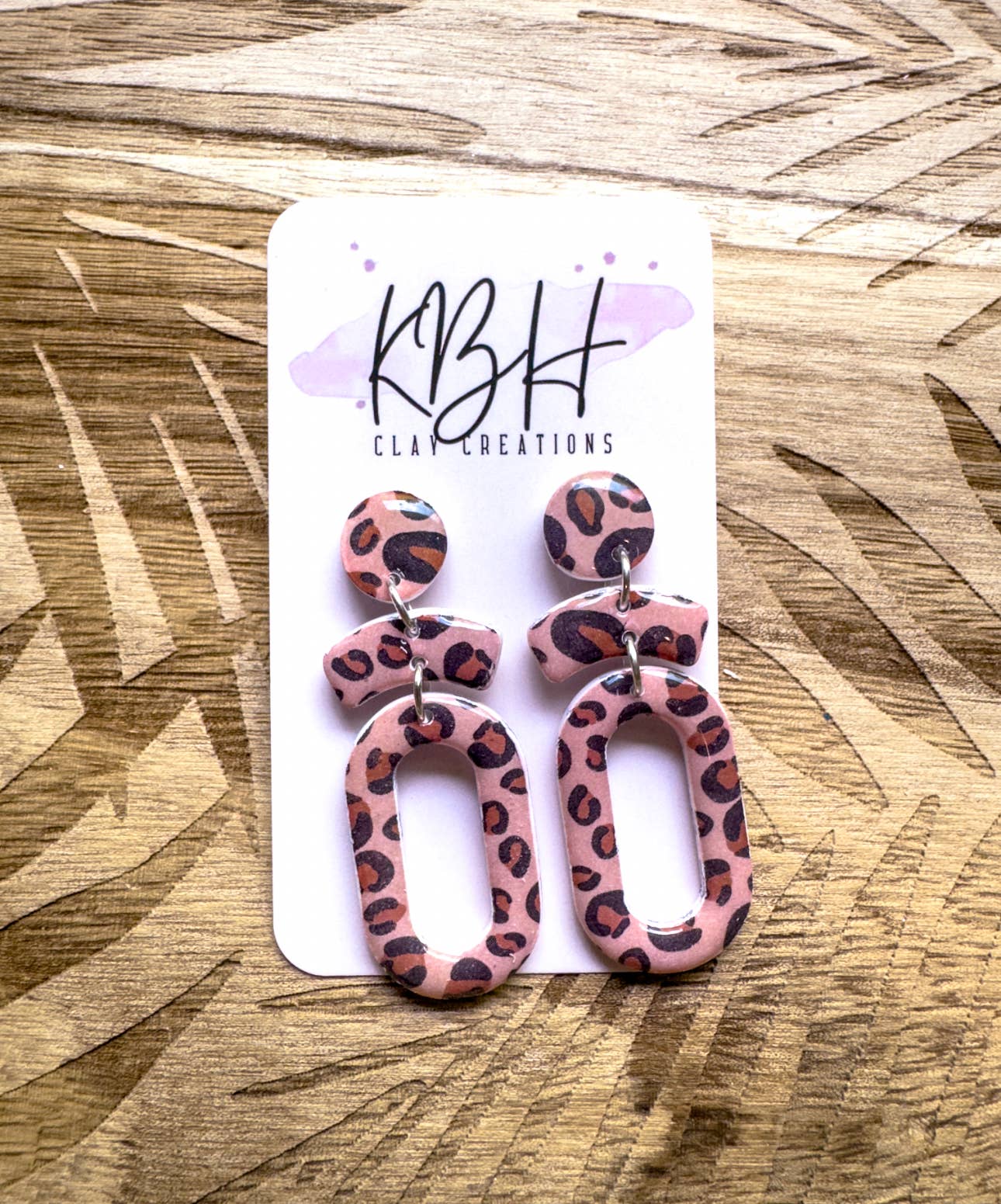 Leopard Circle Boho Dangle Handmade Clay Earrings