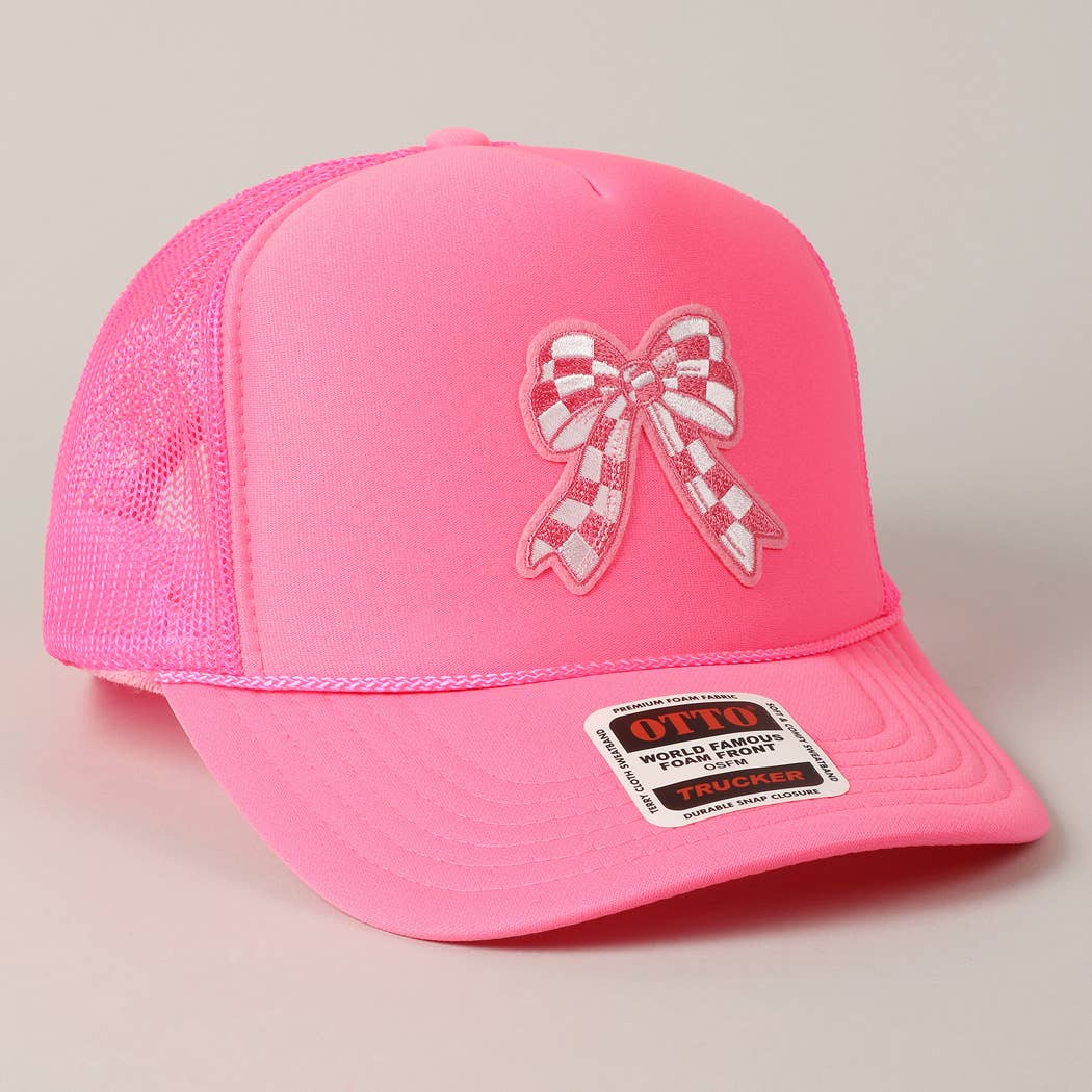 Checkered Ribbon Embroidery Patch Mesh Back Cap