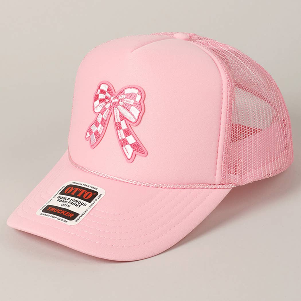 Checkered Ribbon Embroidery Patch Mesh Back Cap