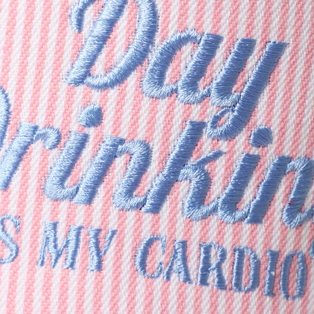Day Drinking Is My Cardio Embroidered Seersucker Trucker Hat