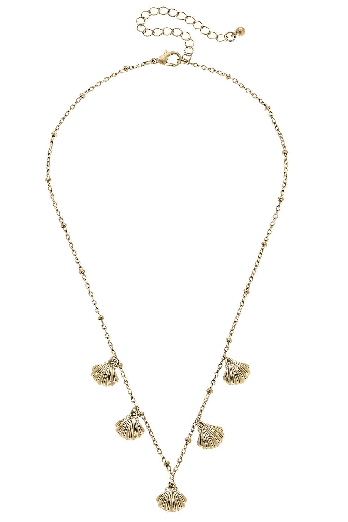 Catalina Cockle Shell Drip Necklace in Shiny Gold