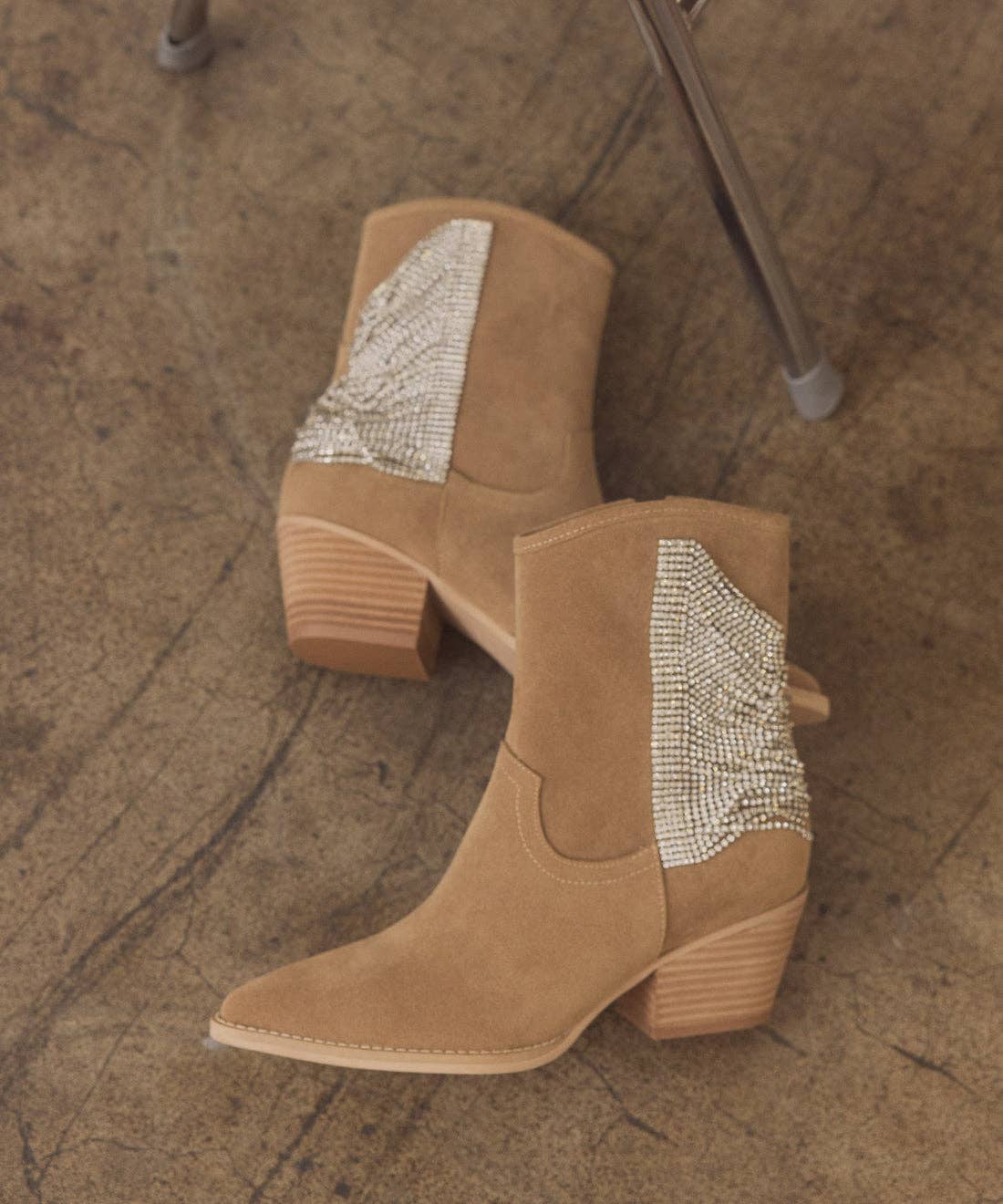 The Rowan Khaki | Rhinestone Fringe Cowboy Western Boot