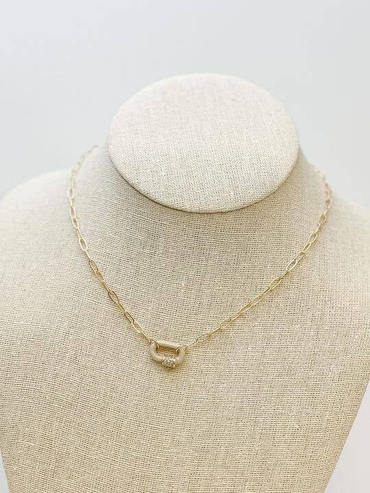 Glitzy Locked Link Pendant Necklaces