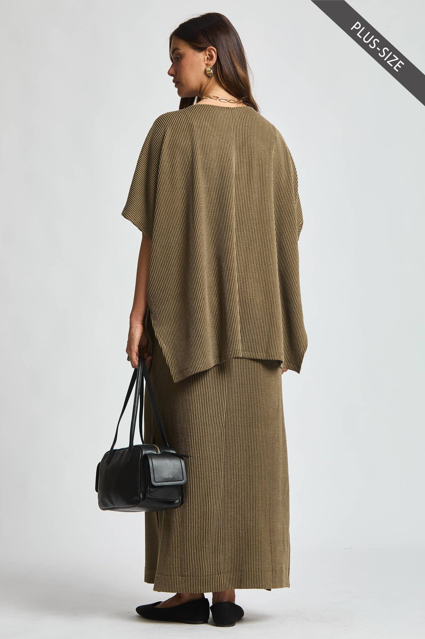 PLUS SIZE Flowy Poncho Style Top + Maxi Dress 2 Piece Set