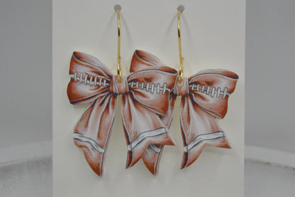 Football Coquette Bow Acrylic Earrings, sports, gameday