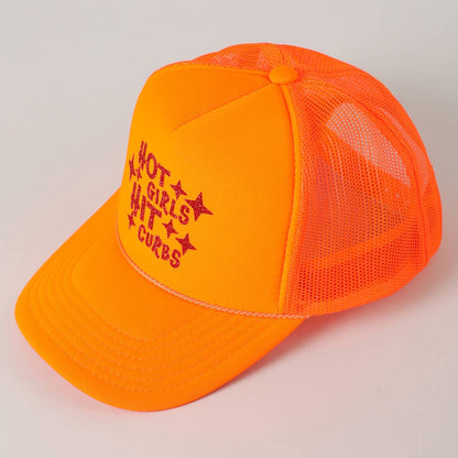 Hot Girls Hit Curbs Glitter Logo Foam Trucker Hat