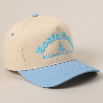 Boats, Boys Text Embroidered Two-Tone Trucker Hat