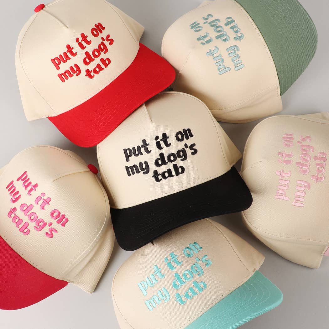 Put it on my dog's tab Two Tone Trucker Hat: MINT / ONE SIZE