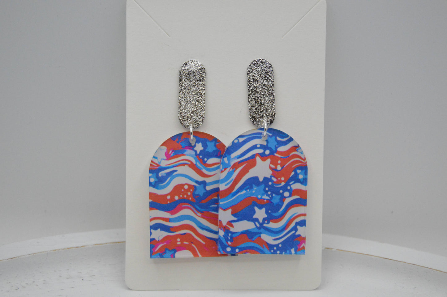 July 4th Earrings, Acrylic Earrings, Fourth of July