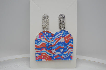 July 4th Earrings, Acrylic Earrings, Fourth of July