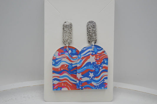 July 4th Earrings, Acrylic Earrings, Fourth of July