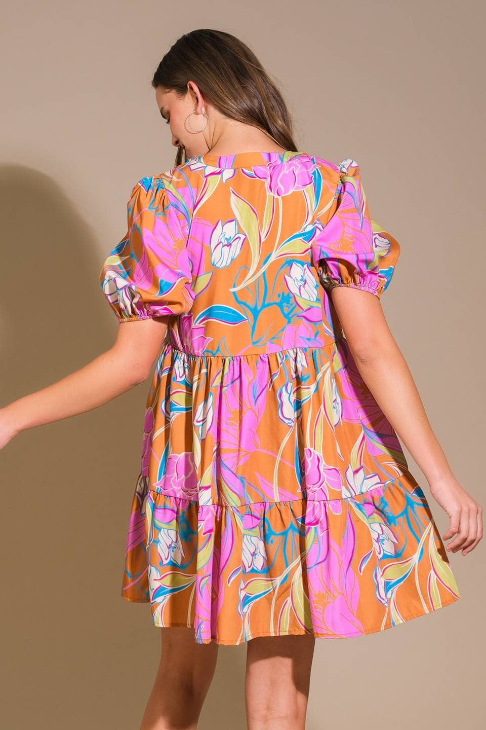A printed woven mini dress - ID21475