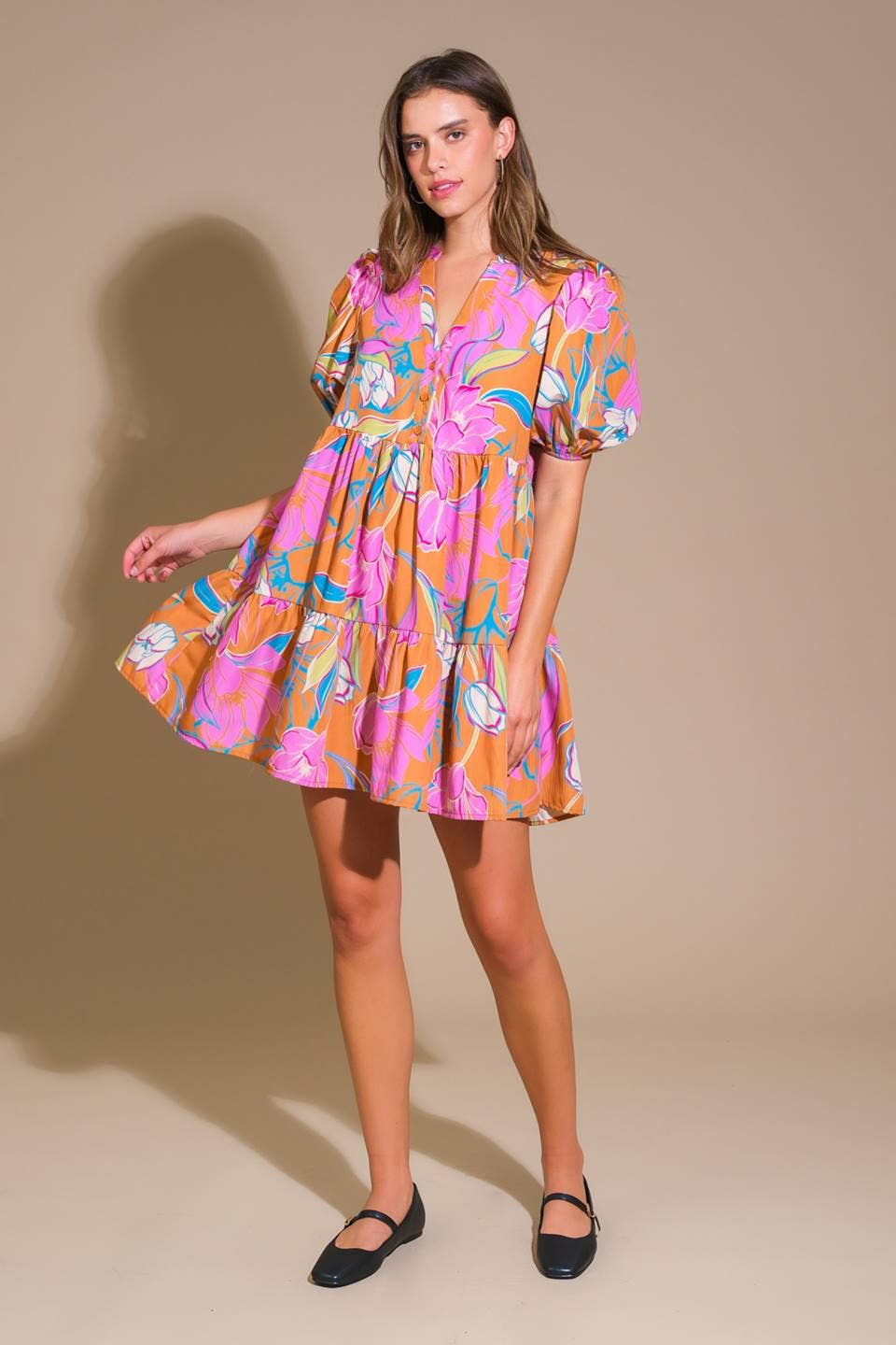 A printed woven mini dress - ID21475