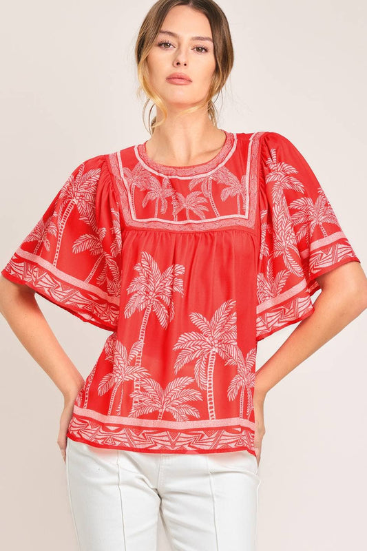 Red Palms Top