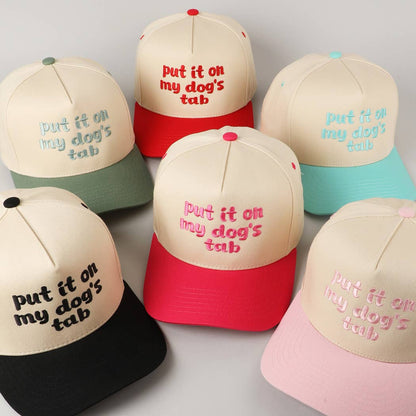 Put it on my dog's tab Two Tone Trucker Hat: MINT / ONE SIZE
