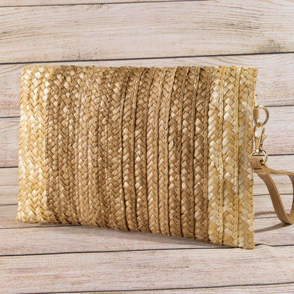 Three Tone Straw Clutch Bag