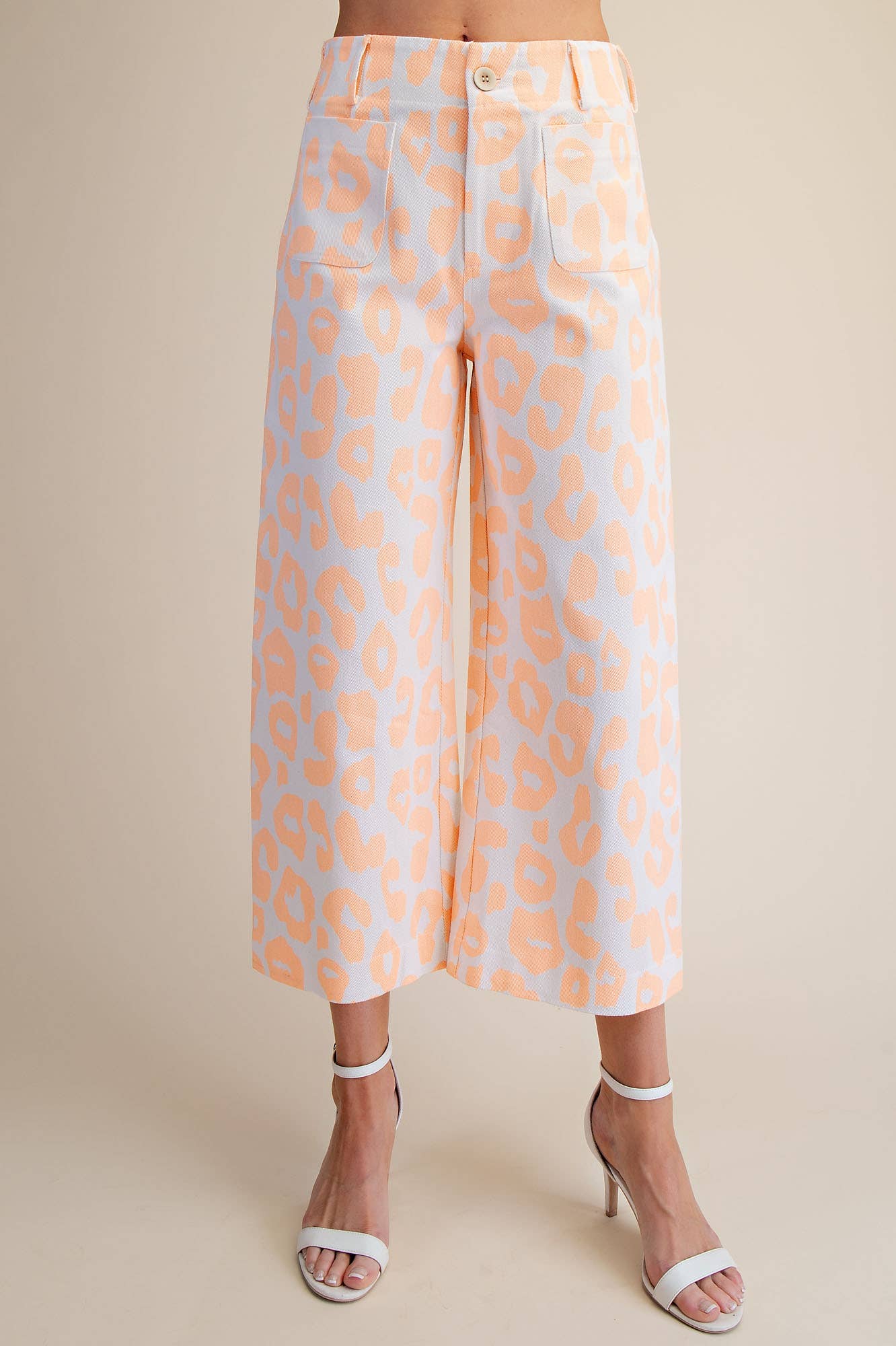 Colette Cropped Wide-Leg Neon Leopard Pants