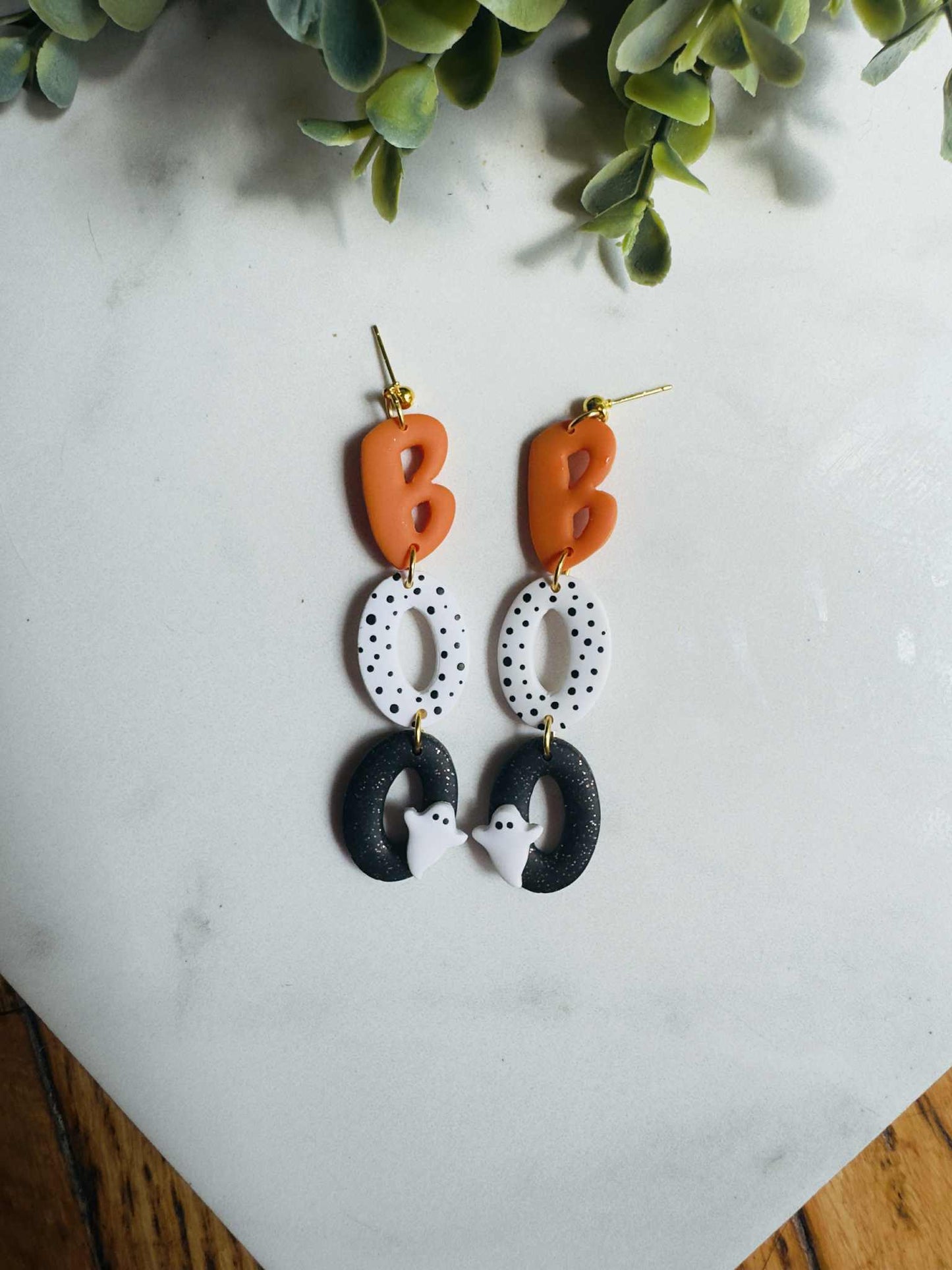 Boo Dangle Unique Handmade Halloween Clay Earrings