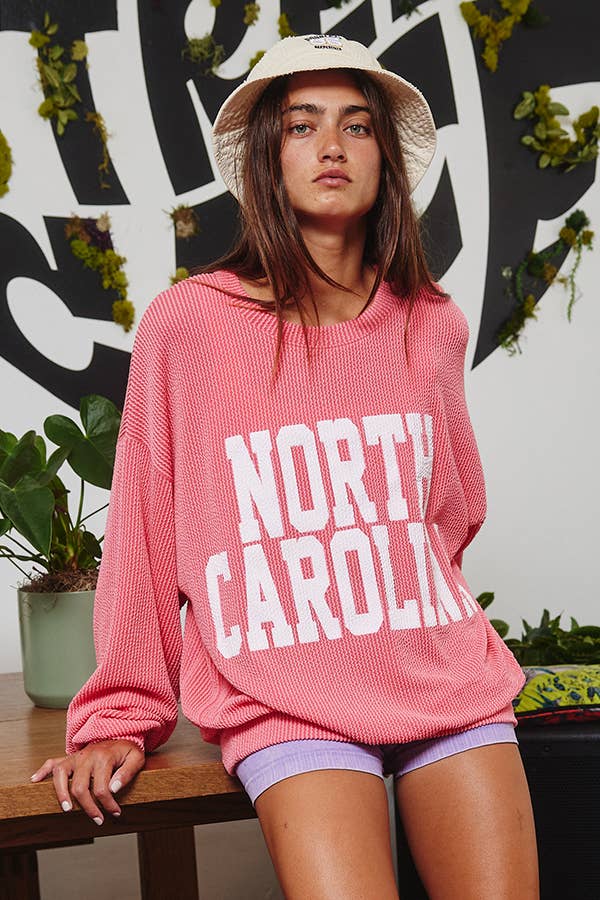 T1770-NC 'NORTH CAROLINA' Oversized Graphic Sweatshirt