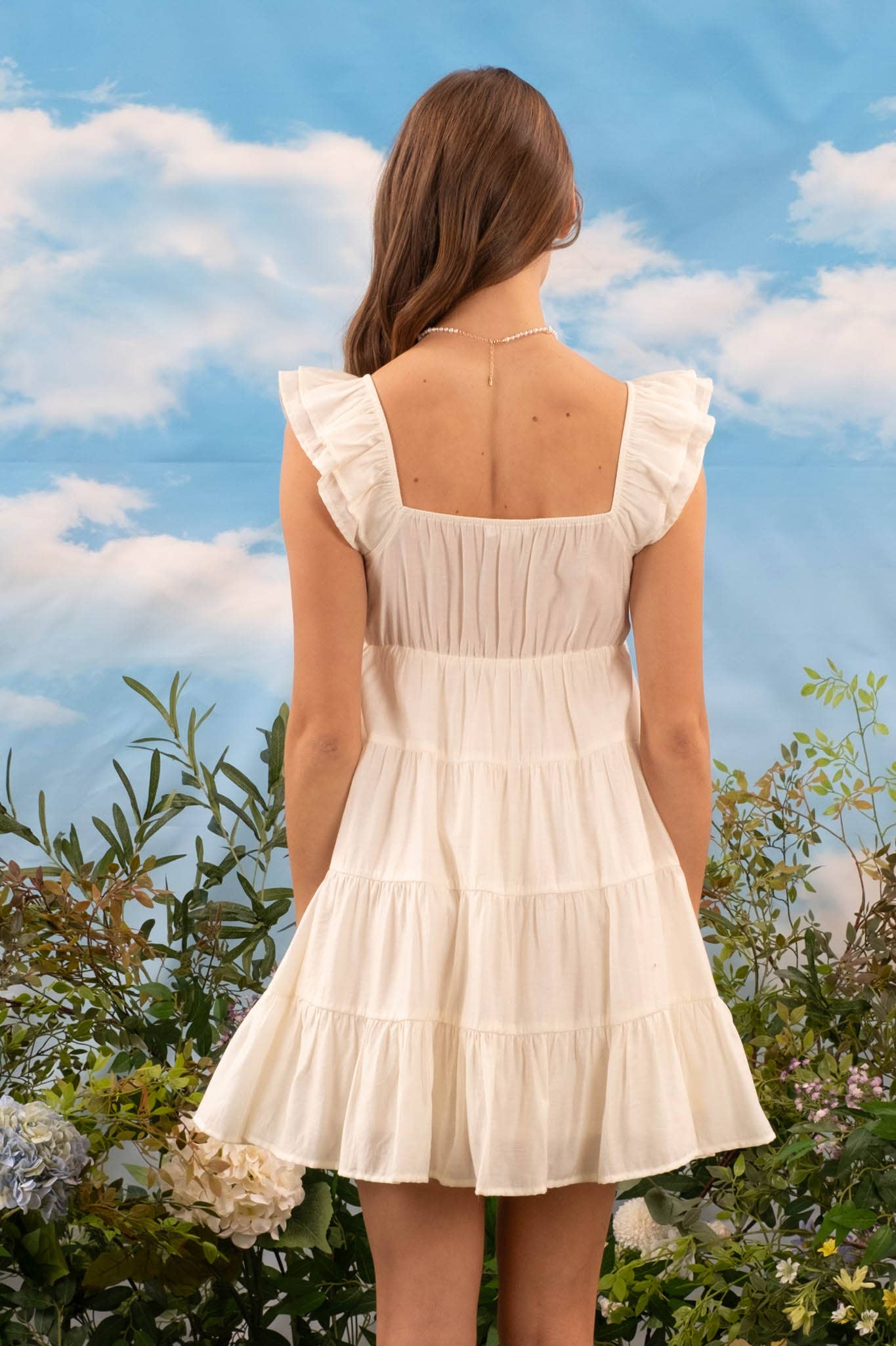 V NECK TIERED BABYDOLL MINI DRESS