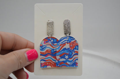 July 4th Earrings, Acrylic Earrings, Fourth of July