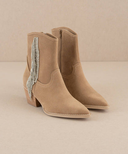 The Rowan Khaki | Rhinestone Fringe Cowboy Western Boot
