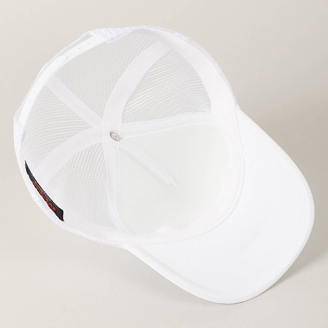 Checkered Ribbon Embroidery Patch Mesh Back Cap