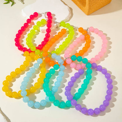 Dopamine Colorful Acrylic Beaded Necklace Trendy Sweet Style