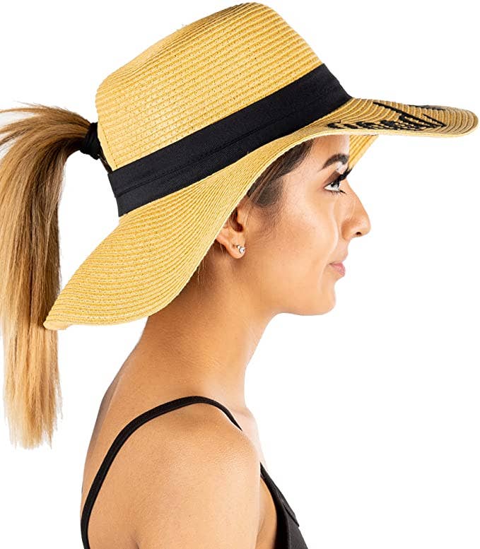 Messy Bun Sun Hat - Good Vibes