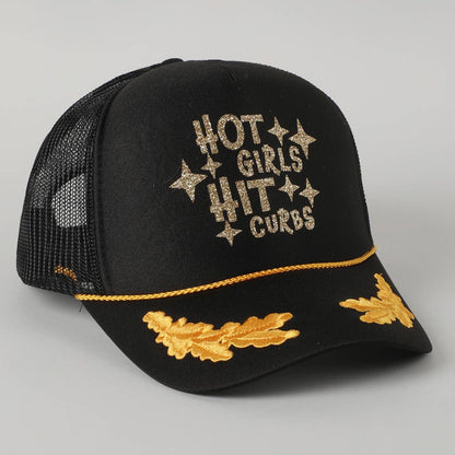 Hot Girls Hit Curbs Glitter Logo Foam Trucker Hat
