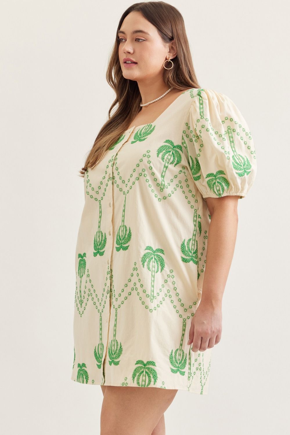Palm Green Social Dress - Curvy