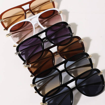Women's Retro Chain Temple Aviator Sunglasses