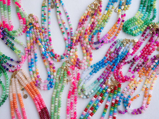Colorful Beaded Gemstone Candy Necklace Trendy Jewelry