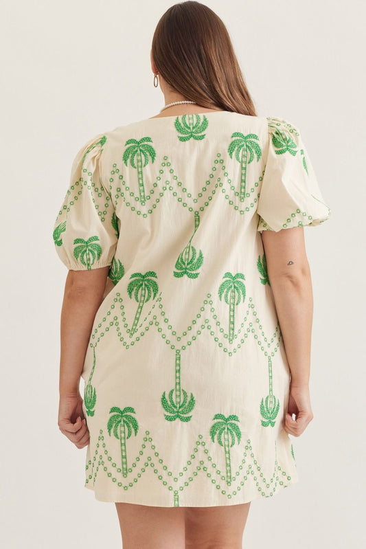 Palm Green Social Dress - Curvy